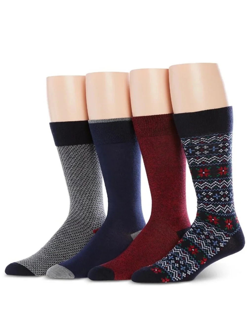 Perry Ellis Men's 4-Pack Holiday Novelty Socks, Multicolor, Shoe Size 7-12